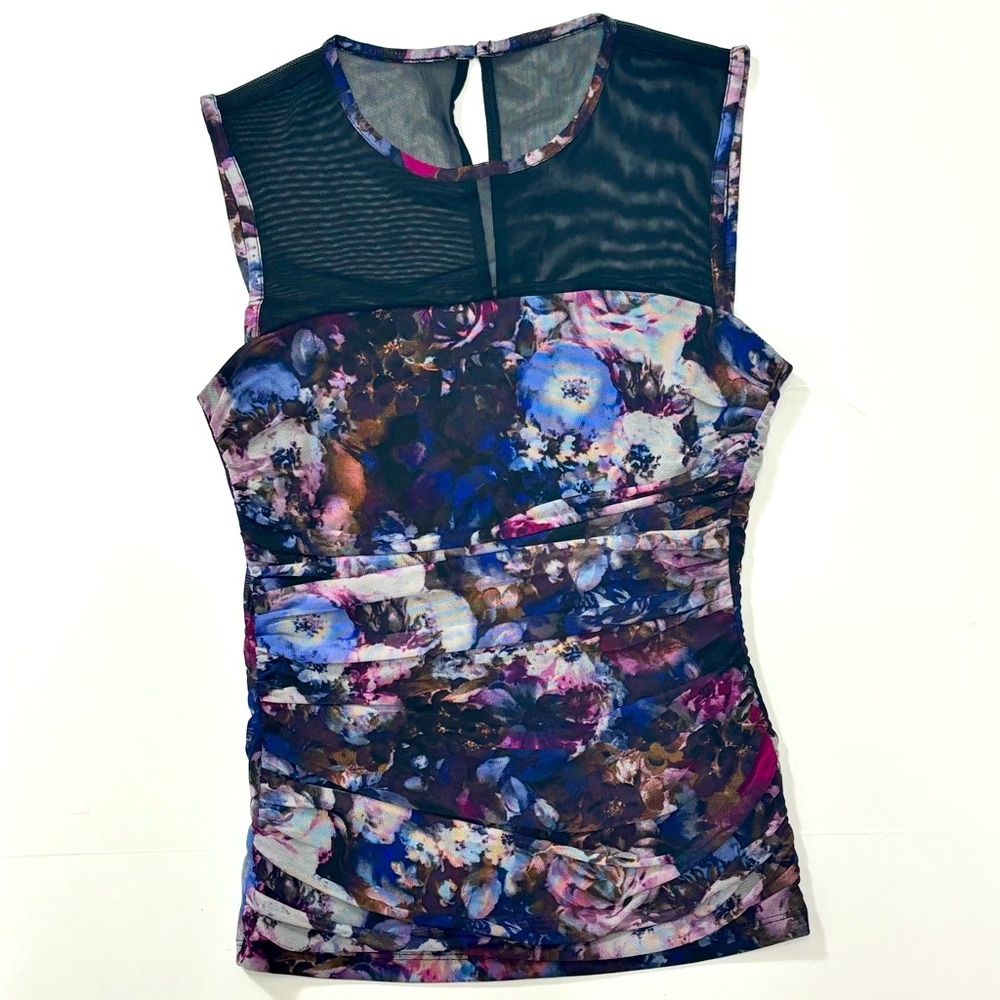 Cache Sheer Top Floral Blouse Size Small